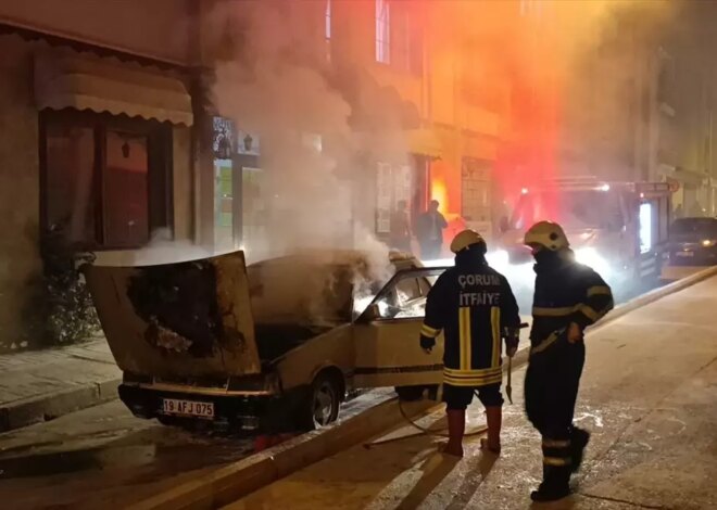 Çorum’da Seyir Halindeki Araç Yandı